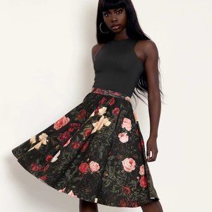 Black Milk Dark Roses Pocket Midi Skirt